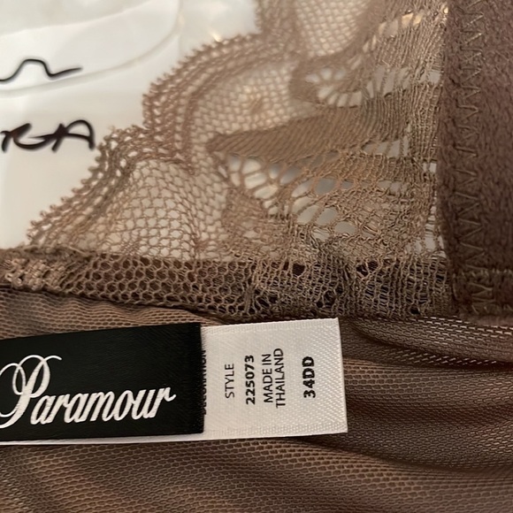 Paramour by Felina Plus Size Bra 34DD Contour Underwire 225073 Mink Lace & Mesh - Picture 13 of 14